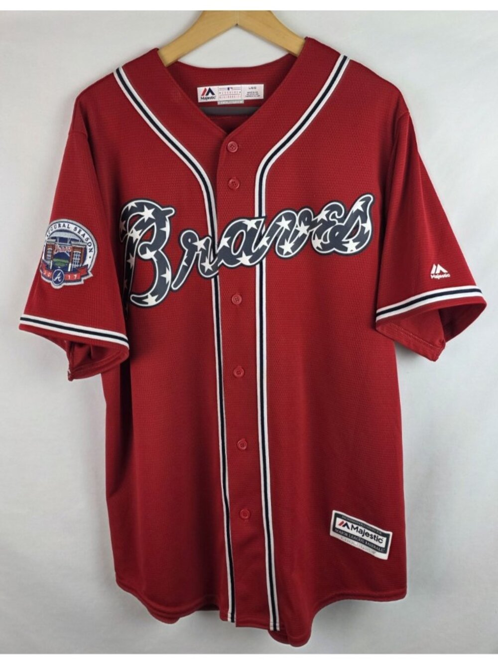 Atlanta Braves Baseball Jersey Size Large Red Dansby Swanson # 7 Majestic Shirt